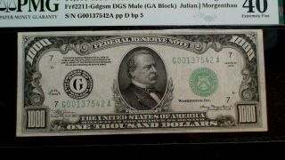 1934 PMG EF40 ONE THOUSAND DOLLAR FEDERAL RESERVE NOTE CHICAGO MULE $1000 Bill 2