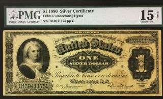 1886 Martha Washington $1 Silver Certificate Fr.  216 Rosecrans/hyatt Pmg Chf15