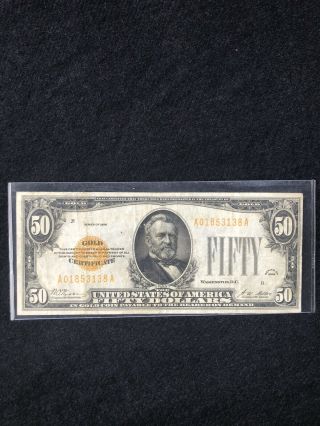 Series 1928 United States $50 Fifty Dollars Gold Certificate Note Fr 2404