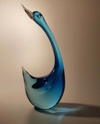 Ocean Blue Glass Vintage Murano Swan Seguso Vetri D 