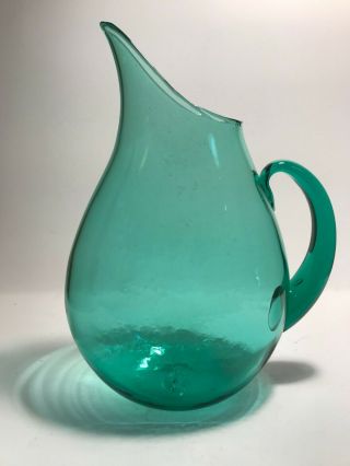 Blenko Glass Flat Sided Pitcher 967 Sea Green By Winslow Anderson -