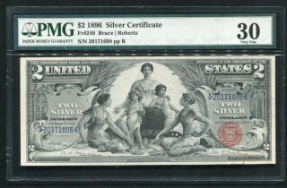 Fr.  248 1896 $2 Two Dollars “educational” Silver Certificate Pmg Very Fine - 30