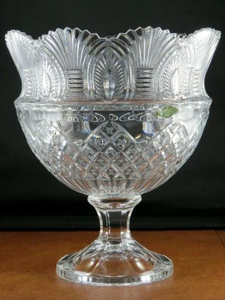 Elegant Art Deco Lead Crystal Centerpiece Footed Bowl Godinger Shannon Coquille