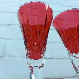 Vintage Waterford Crystal Lismore Crimson Flute Set x2 143815 Glasses Box Pair 3