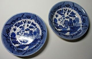 Set Of 2 Vintage Blue Willow 6 1/4 " Coupe Cereal Bowls Marked " Japan "
