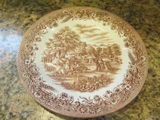 Churchill England Currier & Ives Harvest Brown Dinner Plate 10 1/4 "