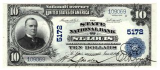 1902 Bs $10 The State Nb Of St.  Louis,  Missouri.  Ch 5172.  Chcu.  Y00005345