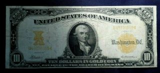 1907 Ten Dollar $10 Gold Certificate - Note