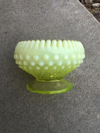 Fenton Topaz Opalescent Hobnail Candle Bowl.  In