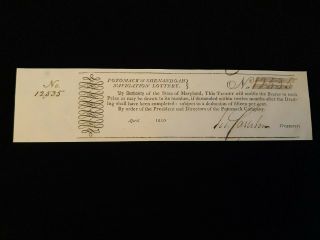 Ultra Scarce 1810 Potomack & Shenandoah Navigation Lottery Ticket - Read
