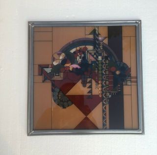 Certified Frank Lloyd Wright Foundation Stained Glass Panel " May Basket "