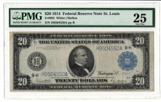 1914 $20 Fr.  995 Frbn St.  Louis - Federal Reserve - Pmg 25 -
