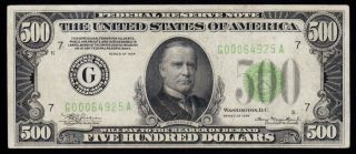 Stunning U.  S.  1934 Chicago $500 FIVE HUNDRED DOLLAR BILL Fr.  2201 1000 G00064925A 2