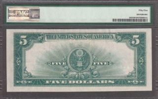 FR.  282 1923 $5 PORTHOLE,  SILVER CERTIFICATE,  PMG ABOUT UNC.  55. 2