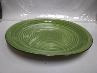 Gibson GREEN Dinner Plate Hand Crafted Pottery Green Swirl Pattern 10 1/2 