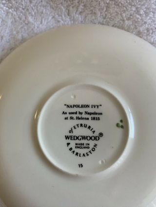 Wedgewood NAPOLEON IVY - GREEN Coffee Cup and Saucer England 3