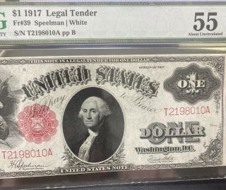 1917 $1 Legal Tender Note Pmg 55 About Unc Fr 39