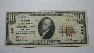 $10 1929 Cooperstown York Ny National Currency Bank Note Bill Ch.  223 Vf,