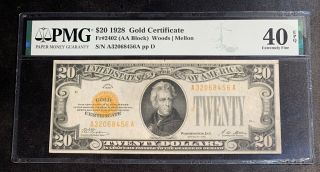 1928 $20 Gold Certificate Pmg 40 Epq