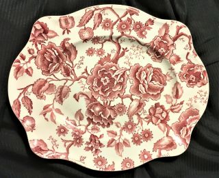11 ¾” X 10” Platter Red English Chippendale Johnson Bros.  England