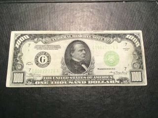 1934 A $1000 Federal Reserve Note One Thousand Dollar Chicago Vf Repair