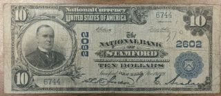 1902 $10 The First National Bank Of Stamford,  Ny National Currency Ch.  2493
