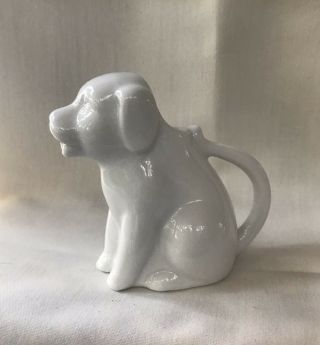 Vintage Small White Dog Single Serve Creamer Pitcher Figurine Animal