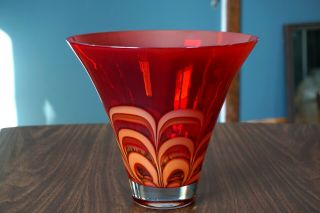 Waterford Evolution Vase Amber Red Tulip Modernist Contemporary Modern Decor