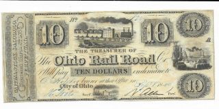 1840 $10 City Of Ohio Rail Road Cotton Bales Dock Passenger Train Low 124 R6