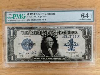 1923 $1 Silver Certificate Pmg 64 Epq Gem Unc One Dollar Large - Size Note