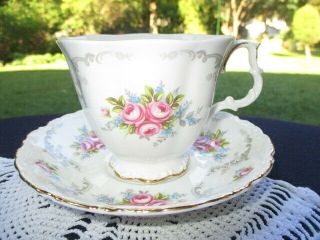 Cup Saucer Royal Albert Tranquility Pink Cabbage Roses