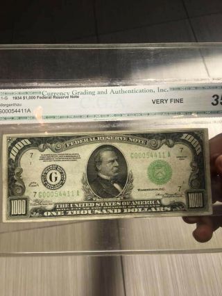 1934 $1000 One Thousand Dollar Bill Frn Pmg 25 Very Fine