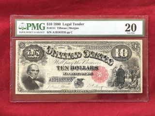 Fr - 111 1880 Series $10 United States Legal Tender Note " Jackass " Pmg 20 Vf