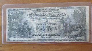 1865 Us National State Bank Of Troy,  N.  Y.  991 $5.  00 Banknote Fine,