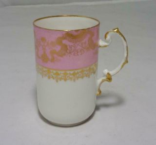 Jean Pouyat Jpl Limoges France Chocolate Cup Only Pink/white W/ Gold Scrolls