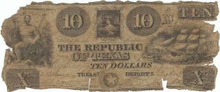 Texas,  Republic Of,  Austin,  Cr.  - A05 Red Back Chg Note $10 A,  July 8,  1839 Ccg,