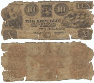 Texas,  Republic of,  Austin,  Cr.  - A05 Red Back Chg Note $10 A,  July 8,  1839 ccG, 3