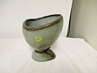 Creations By Frankoma Foil Footed Green Vase Planter - Tilted Oval