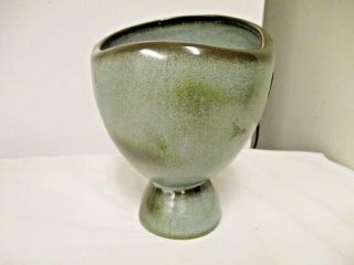 Creations by Frankoma Foil Footed Green Vase Planter - Tilted Oval 2
