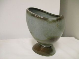 Creations by Frankoma Foil Footed Green Vase Planter - Tilted Oval 3