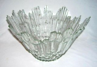 Humppila (revontulet) Clear Textured Icicle Glass Bowl (t.  Wirkkala) Finland