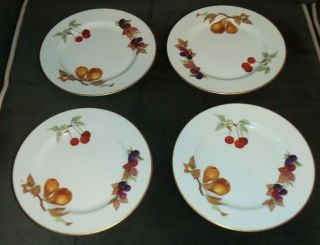 Set Of 4 Royal Worcester England Evesham Gold 1961 8 1/2” Salad Plates