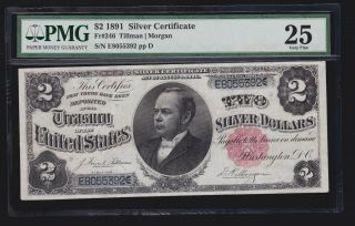 Us 1891 $2 Windom Silver Certificate Fr 246 Pmg 25 Vf (- 392)