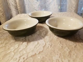 3 Vintage Hall Pottery Restaurant Ware Green Small Baking Dessert Dishes 390