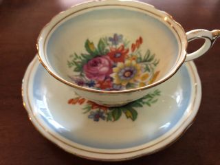 Paragon Fine Bone China England Floral Teacup & Saucer Gold Trimmed Numbered