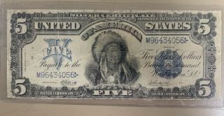 $5 Silver Certificate 1899 Chief Five Dollar Large Size Note