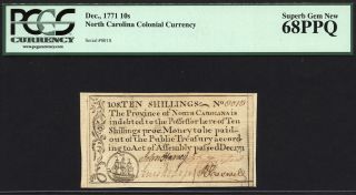 10 Shillings Dec.  1771 North Carolina Colonial Note Fr Nc - 138 Pcgs 68 Ppq Finest