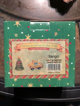 Sango Christmas Christmastime In The City Figurine Salt & Pepper 6357747 Nib