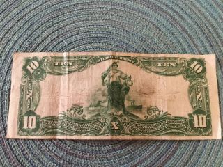 1902 Series D $10 Large US National Currency Note Tampa,  FL Issued in 1914 2