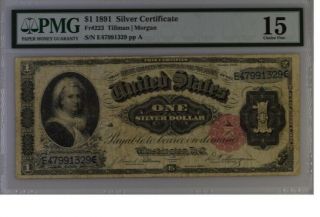 1891 Silver Certificate Martha Washington One Dollar Pmg Certified